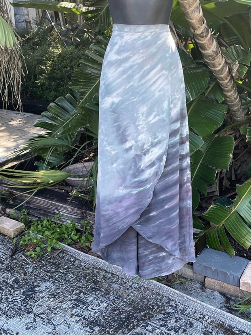 Tie-dye silk, tulip or asymmetric skirt